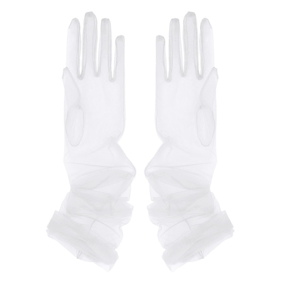 New! Forest Green Tulle Sheer Elbow Gloves - Picture 10 of 11